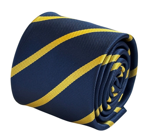 navy dark blue with yellow gold striped tie